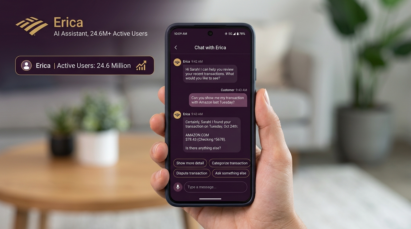 Bank of America Erica AI Assistant Mobile Interface